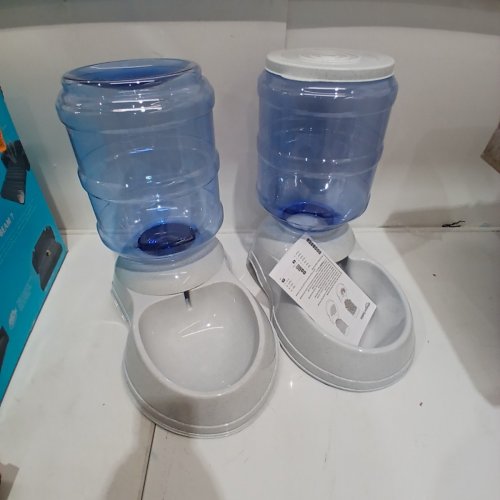 2PK AMAZON BASICS LARGE GRAVITY PET FOOD FEEDER AND WATER DISPENSER BUNDLE -13.5L FOOD, 11.3L WATER - GREY image 3