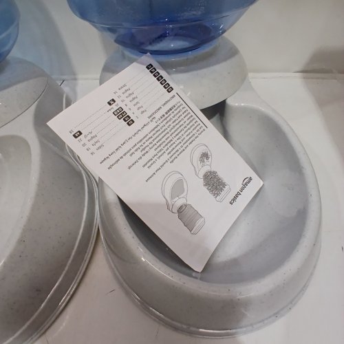 2PK AMAZON BASICS LARGE GRAVITY PET FOOD FEEDER AND WATER DISPENSER BUNDLE -13.5L FOOD, 11.3L WATER - GREY image 4