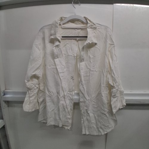 WOMEN'S LONG SLEEVE BUTTON-DOWN OPEN-BACK COLLARED SHIRT WITH TIE - EXTRA LARGE - WHITE image 2