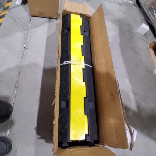 3PK HEAVY DUTY WIRE HOSE CORD PROTECTIVE RUBBER COVER RAMP - 40" EACH - BLACK/YELLOW (MODEL: RPS2-1010-3) image 2