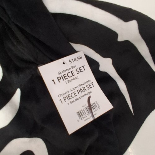BABY PALAMON SKELETON BAT ONESIE - 0-6 MONTHS - BLACK/WHITE image 3