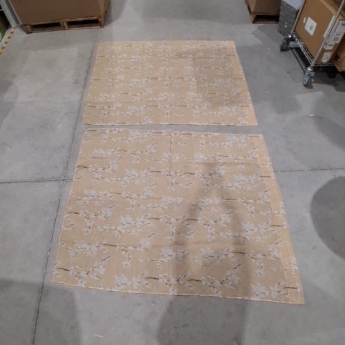 (2 PANNEL) ROD POCKET SHEAR CUTRAINS - 51.5" X 63.5" EACH - BEIGE / FLORAL image 3