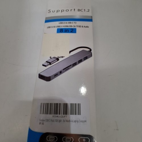 DENLANE 8-IN-1 USB-C HUB WITH USB-A ADAPTER - SILVER/BLACK image 2