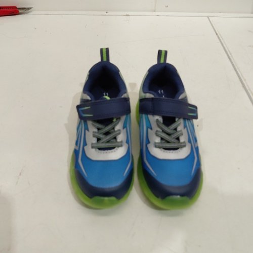 BOYS ATHLETIC WORKS TODDLER LIGHT UP ACTIVE SNEAKERS - SIZE 11 - NAVY BLUE/SILVER/GREEN (STYLE: 76FLASHBY26) image 3