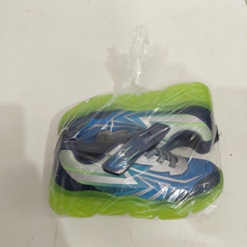 BOYS ATHLETIC WORKS TODDLER LIGHT UP ACTIVE SNEAKERS - SIZE 11 - NAVY BLUE/SILVER/GREEN (STYLE: 76FLASHBY26) image 6