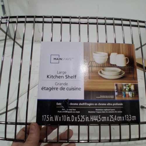 MAINSTAYS LARGE METAL KITCHEN SHELF - 17.5" X 10" X 5.25" - SILVER image 4