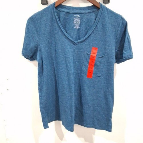 WOMEN'S GEORGE SHORT SLEEVE V-NECK POCKET T-SHIRT - SMALL - BLUE (STYLE: GRS61056D) image 2