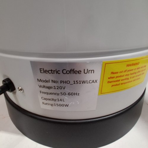 GARVEEHOME COMMERICAL COFFEE MAKER/URN - 120 CUPS 18 L/4.8 GAL - WHITE (MODEL: PHO_151WMBX0) image 7