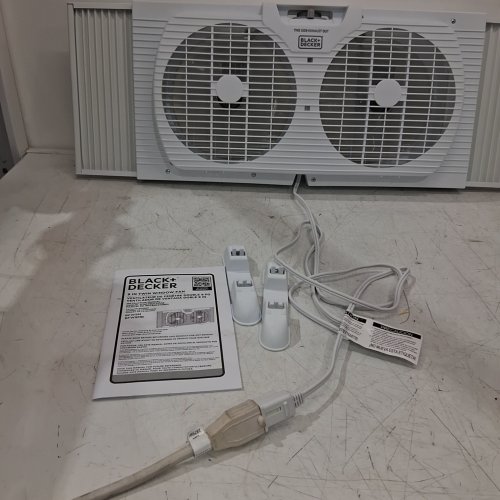 BLACK+DECKER DUAL WINDOW FAN FOR WINDOW SCREEN WITH 2 SPEED SETTINGS, TWIN WINDOW FAN WITH MECHANICAL CONTROLS AND REMOVABLE LEGS, HORIZONTAL COOLING FAN FOR WINDOW - 9" - WHITE (MODEL: BFW9M) image 2