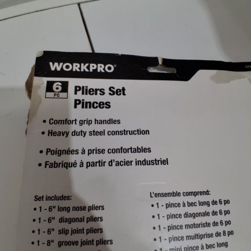 6PC WORKPRO PLIERS SET - VARIOUS SIZES - BLACK/YELLOW image 4