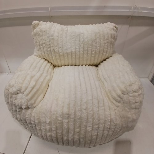 KID'S RIBBED PLUSH BEAN BAG CHAIR WITH ARMRESTS - 22" - BEIGE image 2