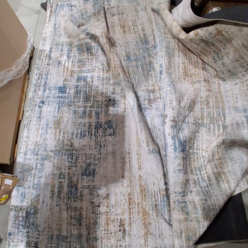 FOLDABLE WASHABLE ABSTRACT PATTERN AREA RUG - 9FT X 12FT - CREAM/BLUE/BROWN image 2