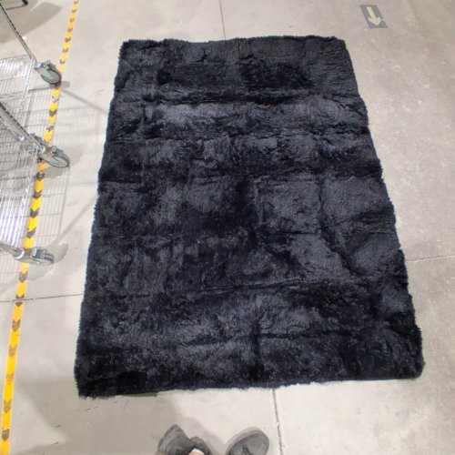 INDOOR NON SLIP PLUSH SHAG AREA RUG - 7FT X 5FT - BLACK image 2
