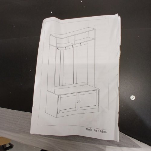 HALL TREE SHOE CABINET WITH 2 DOORS, 4 HOOKS & OPEN STORAGE - 72" X 39.9" - BLACK (MODEL: XLUS070302) image 5