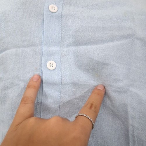 WOMEN'S SHORT SLEEVE BUTTON-UP SHIRT - LARGE - LIGHT BLUE image 3