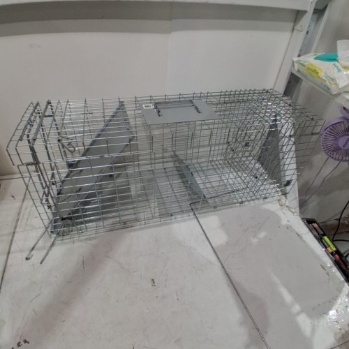 HUMANE ANIMAL TRAP - GALVANIZED IRON - 31" X 10" X 12" - SILVER (MODEL: LB-28A) image 2