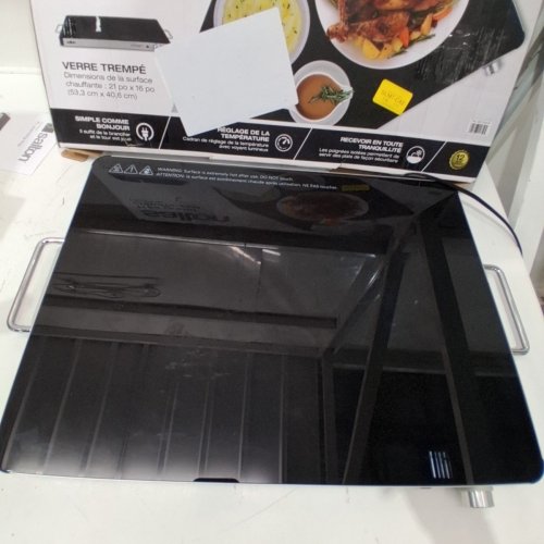 SALTON HOTRAY XL WARMING TRAY WITH TEMPERED GLASS - 400W 21" X 16" - BLACK - (MODEL: 2123123 / WT2148) image 3
