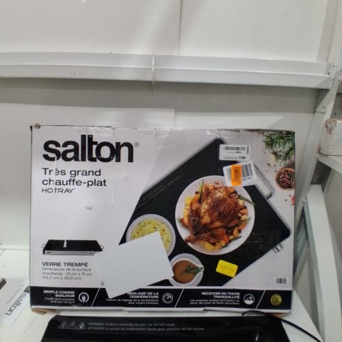 SALTON HOTRAY XL WARMING TRAY WITH TEMPERED GLASS - 400W 21" X 16" - BLACK - (MODEL: 2123123 / WT2148) image 5