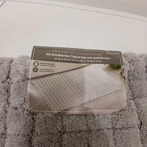 MINERAL SPRING PLUSH GRID BATH MAT - 2FT X 3FT - GREY (MODEL: 1796299) image 3