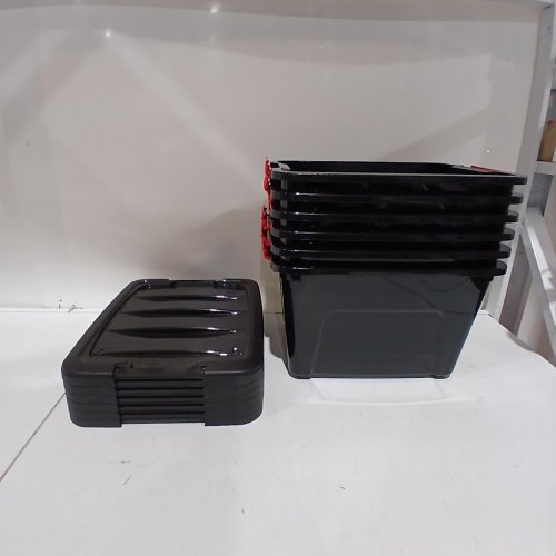 6PK IRIS USA PLASTIC STORAGE CONTAINER WITH LOCKING HANDLES - 19QT - BLACK/RED (MODEL: TB-17) image 2