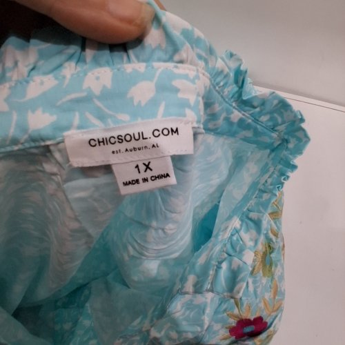 WOMEN'S CHICSOUL FLORAL DRESS - 1X - TURQUOISE image 2