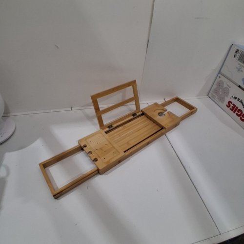 UTOPLIKE EXPANDABLE ADJUSTABLE BAMBOO BATH TRAY - 19.9" - 33.5" X 7.1" - BROWN (MODEL: QZYGJ-SH) image 2