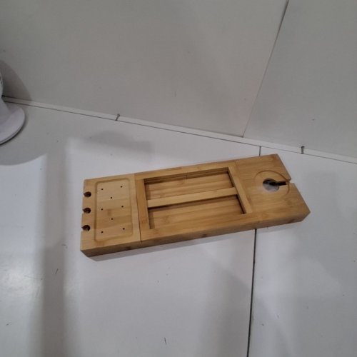 UTOPLIKE EXPANDABLE ADJUSTABLE BAMBOO BATH TRAY - 19.9" - 33.5" X 7.1" - BROWN (MODEL: QZYGJ-SH) image 3