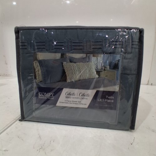 3PC COMFY BAMBOO CELESTE SHEET SET - TWIN - DARK GREY (STYLE: 9900 SERIES) image 3