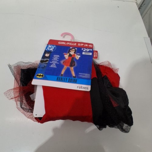 6PC GIRLS RUBIES DC HARLEY QUINN COSTUME - SMALL (4-6) - RED/BLACK/WHITE image 2