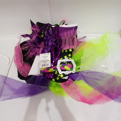 GIRL'S PARTYHOLIC WITCHY WITCH COSTUME SET (DRESS ONLY) - MEDIUM 8/10 - BLACK / PURPLE / GREEN image 2
