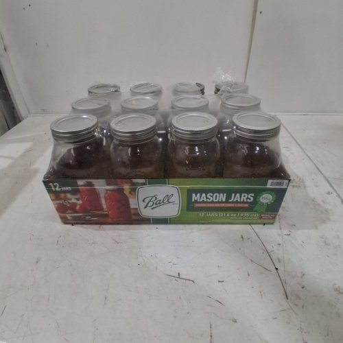 12PK BALL REGULAR MOUTH MASON JARS WITH LIDS AND BANDS - 31.6OZ - CLEAR (MODEL: 2016885) image 2