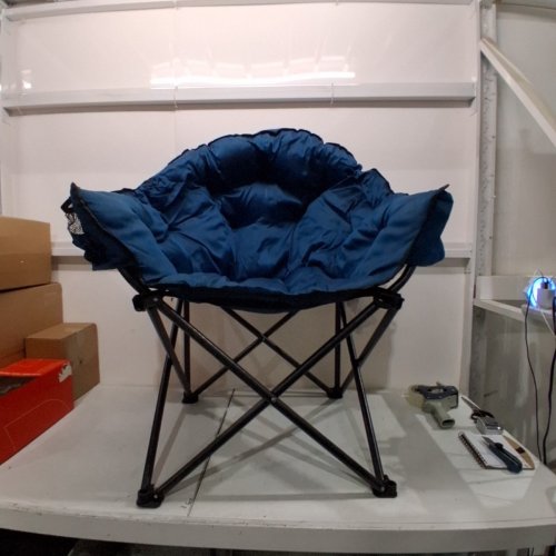 PADDED CUSHION OUTDOOR FOLDING LOUNGE PATIO CLUB CHAIR- BLUE image 2