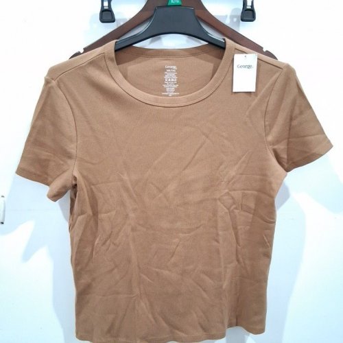 WOMEN'S GEORGE RIBBED SHORT SLEEVE CREW NECK T-SHIRT - XXL - TAWNY BROWN (STYLE: GRF61005LD) image 2
