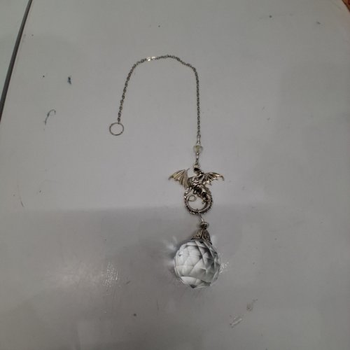 SUN CATCHER DRAGON HANGING CRYSTAL ORNAMENT - SILVER-TONE AND CLEAR image 2
