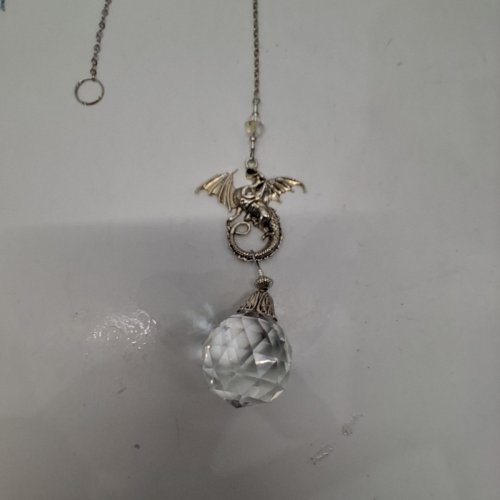 SUN CATCHER DRAGON HANGING CRYSTAL ORNAMENT - SILVER-TONE AND CLEAR image 3
