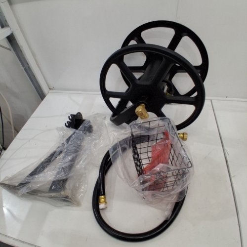 LIBERTY GARDEN SINGLE ARM ROTATING HOSE REEL -125FT - BLACK/WOOD (MODEL: 712-B) image 2