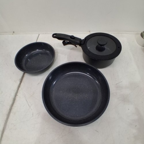 4PC GIPP CERAMIC POT AND PANS SET WITH DETACHABLE HANDLE - BLACK image 3