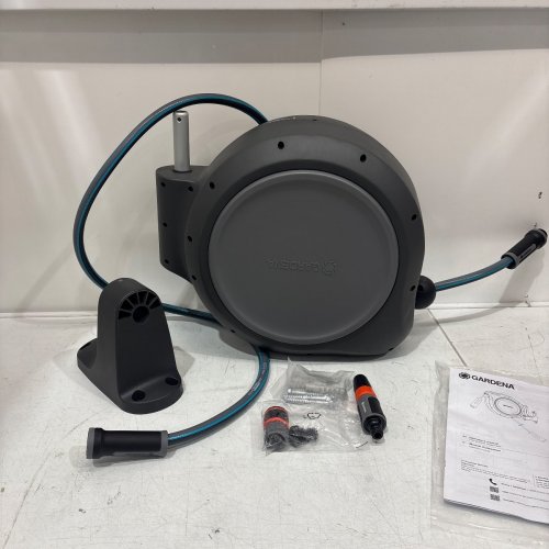 GARDENA ROLL-UP WALL MOUNTED RETRACTABLE HOSE REEL WITH AUTO SPRING - 50FT - GREY image 2