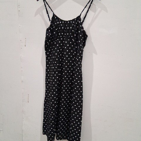 WOMEN'S POLKA DOT MINI DRESS - LARGE - BLACK AND WHITE image 2