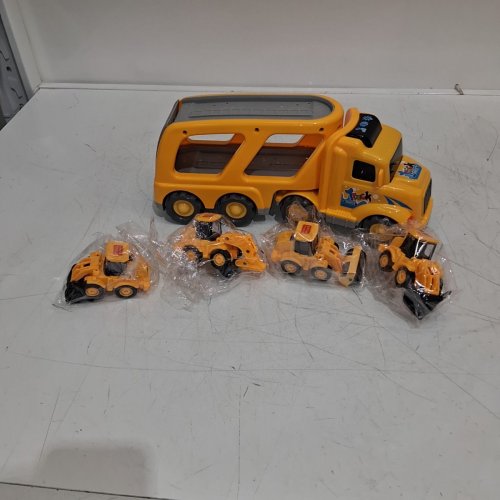 5PC VESLIER CONSTRUCTION TOY TRUCK SET WITH LIGHTING EFFECTS AND SOUND - YELLOW (STYLE:677A8) image 3