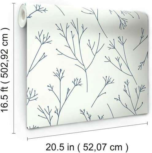 ROOMATES PEEL & STICK TWIGS WALLPAPER - 20.5" X 16.5FT - NAVY / WHITE (MODEL: RMK11680WP) image 2