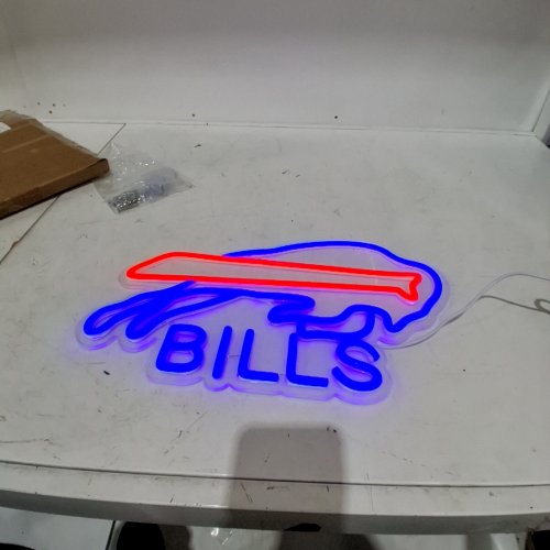 FOOTBALL buffalo BILLS NEON light up  SIGN - 17" X 10" - RED AND BLUE image 2