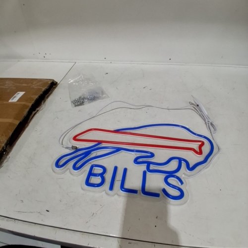 FOOTBALL buffalo BILLS NEON light up  SIGN - 17" X 10" - RED AND BLUE image 3
