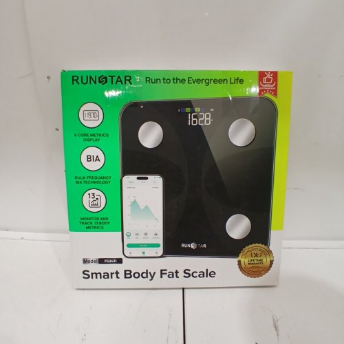 RUNSTAR SMART SCALE FOR BODY WEIGHT AND FAT PERCENTAGE - HIGH ACCURACY DIGITAL BATHROOM SCALE WITH LCD DISPLAY - WHITE, SILVER (MODEL: FG2431) image 5