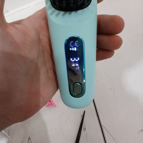 CORDLESS RECHARGABLE HAIR STRAIGHTENER BRUSH/COMB WITH HAIR CLIPS - LIGHT BLUE TEAL - (MODEL: S7) image 2