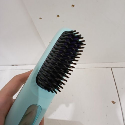 CORDLESS RECHARGABLE HAIR STRAIGHTENER BRUSH/COMB WITH HAIR CLIPS - LIGHT BLUE TEAL - (MODEL: S7) image 5