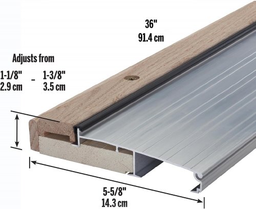 M-D BUILDING PRODUCTS ADJUSTABLE ALUMINUM AND HARDWOOD THRESHOLD - 36" X 5-5/8" (MODEL:78600) image 2