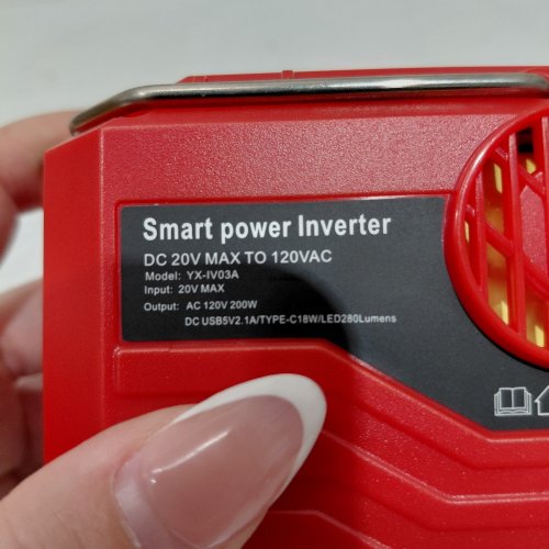 SMART POWER INVERTER FOR MILWAUKEE 18 V BATTERY - RED (MODEL: YX-IV03A) image 2