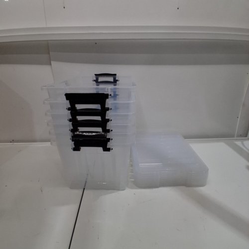 6PK CITYLIFE STACKABLE NESTING PLASTIC STORAGE BINS - 16L - CLEAR image 2
