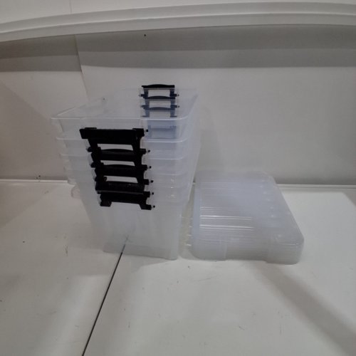 6PK CITYLIFE STACKABLE NESTING PLASTIC STORAGE BINS - 16L - CLEAR image 3